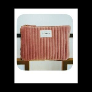 Sezane Pink Quilted Cosmetic Bag